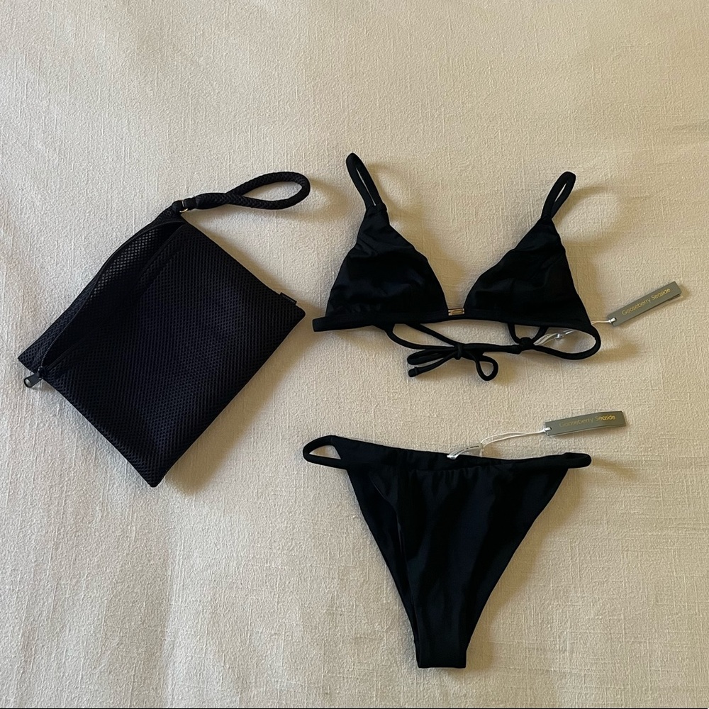 Gooseberry Intimates “So Chic” Bikini Set in Black NWT